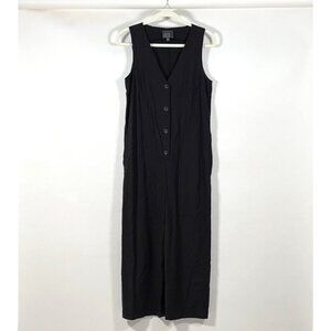 Leo & Sage Jumpsuit Sleeveless Wide Leg V Neck Black Pockets - Size Small